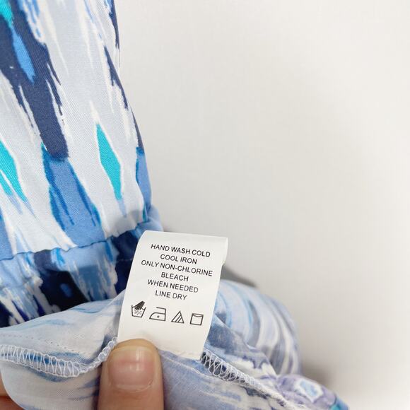 Athleta Small S Blue Kissma Maxi Dress Halter Neck Tie Waist Keyhole Slit Casual - Picture 11 of 12